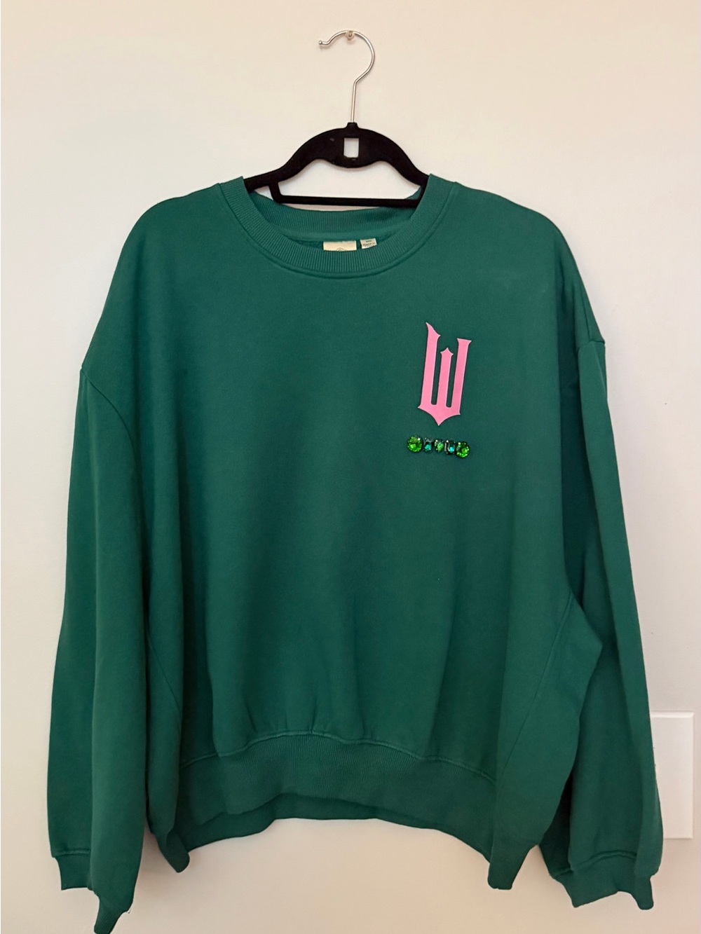 Wicked Emerald Crewneck Sweatshirt with Pink Crest